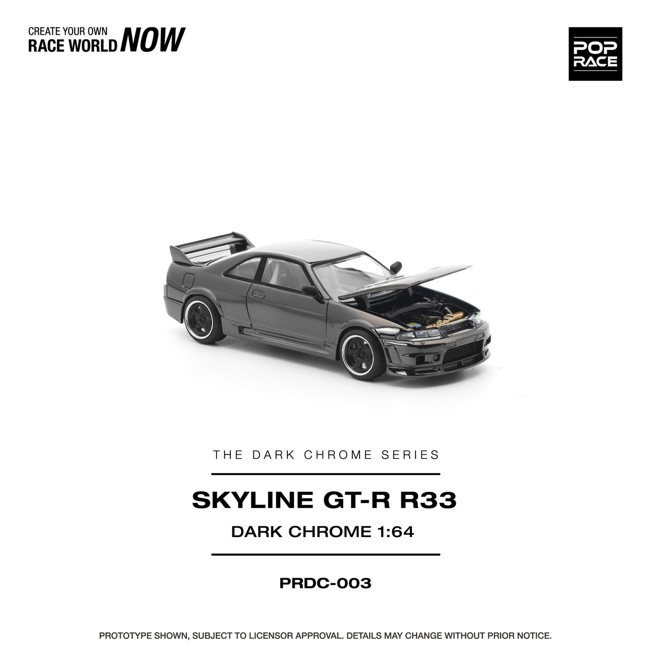 Pop Race 1:64 Nissan R33 GTR DARK CHROME
