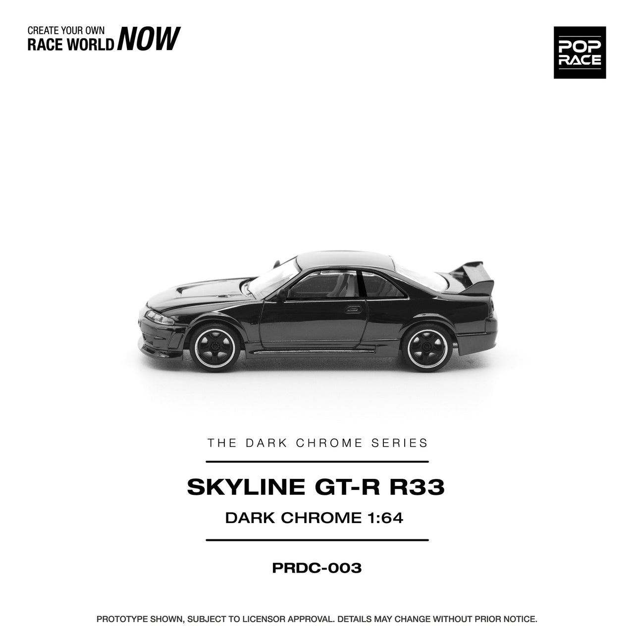 Pop Race 1:64 Nissan R33 GTR DARK CHROME