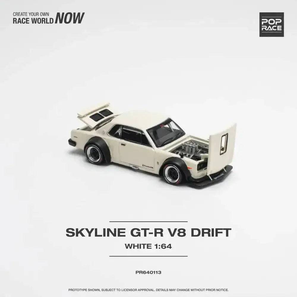 Pop Race 1:64 Nissan Skyline 2000 GT-R V8 Drift Hakosuka WHITE