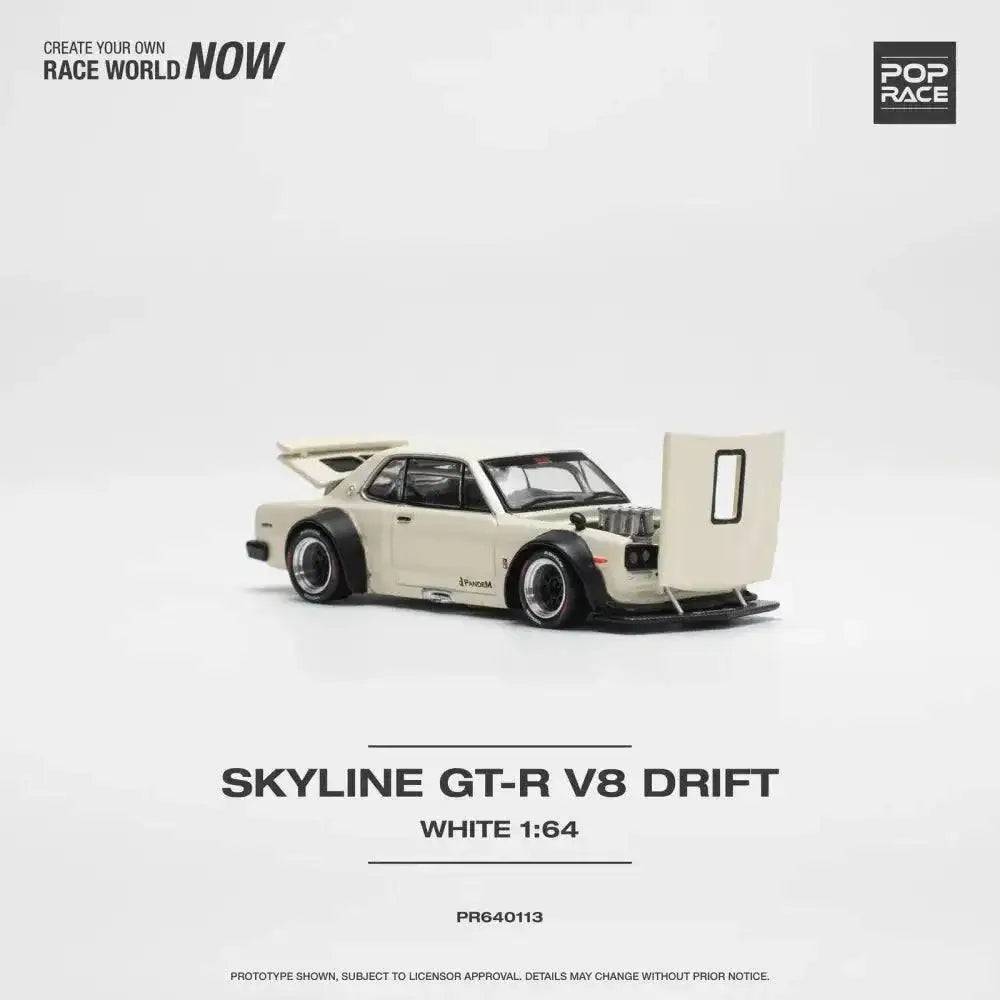 Pop Race 1:64 Nissan Skyline 2000 GT-R V8 Drift Hakosuka WHITE