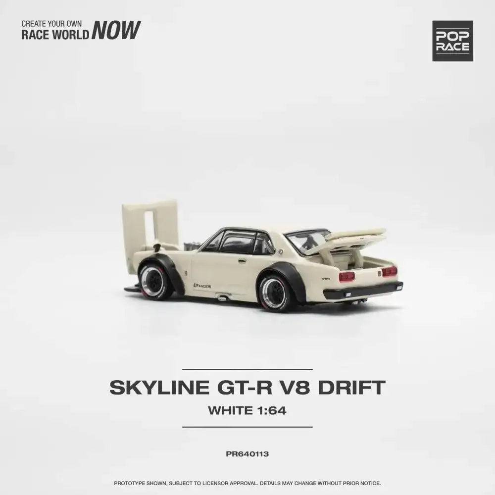 Pop Race 1:64 Nissan Skyline 2000 GT-R V8 Drift Hakosuka WHITE