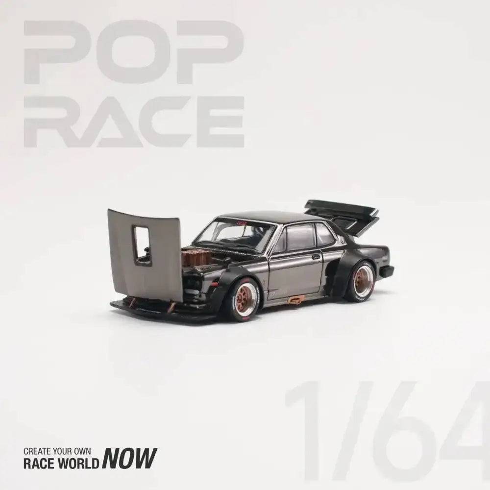 Pop Race 1:64 Nissan Skyline GT-R V8 Drift Hakosuka DARK CHROME