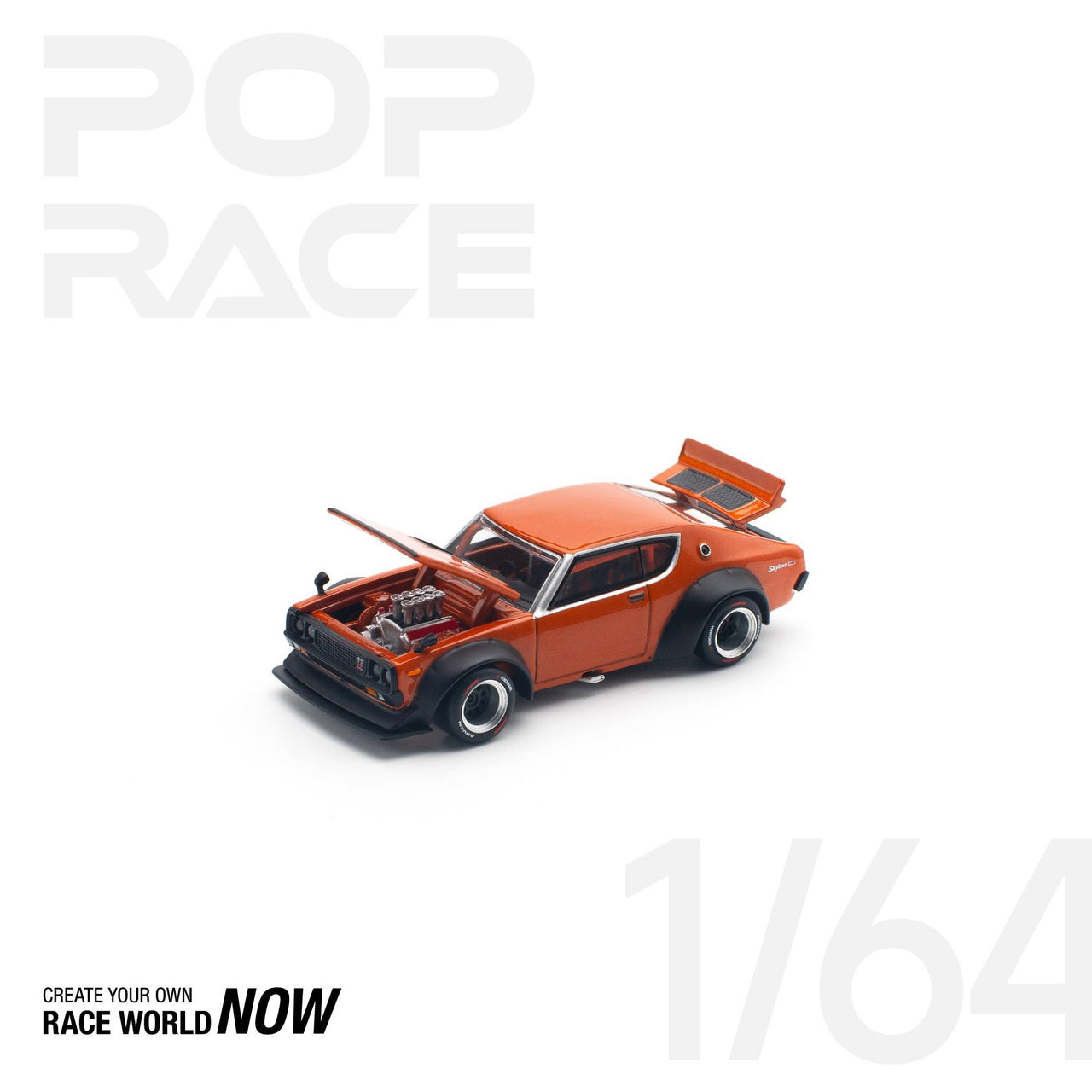 Pop Race 1:64 Nissan Skyline GT-R V8 Drift KENMERI Orange