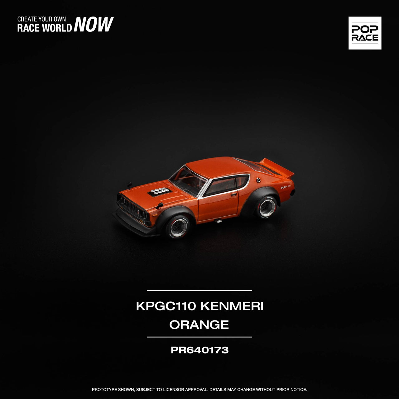 Pop Race 1:64 Nissan Skyline GT-R V8 Drift KENMERI Orange