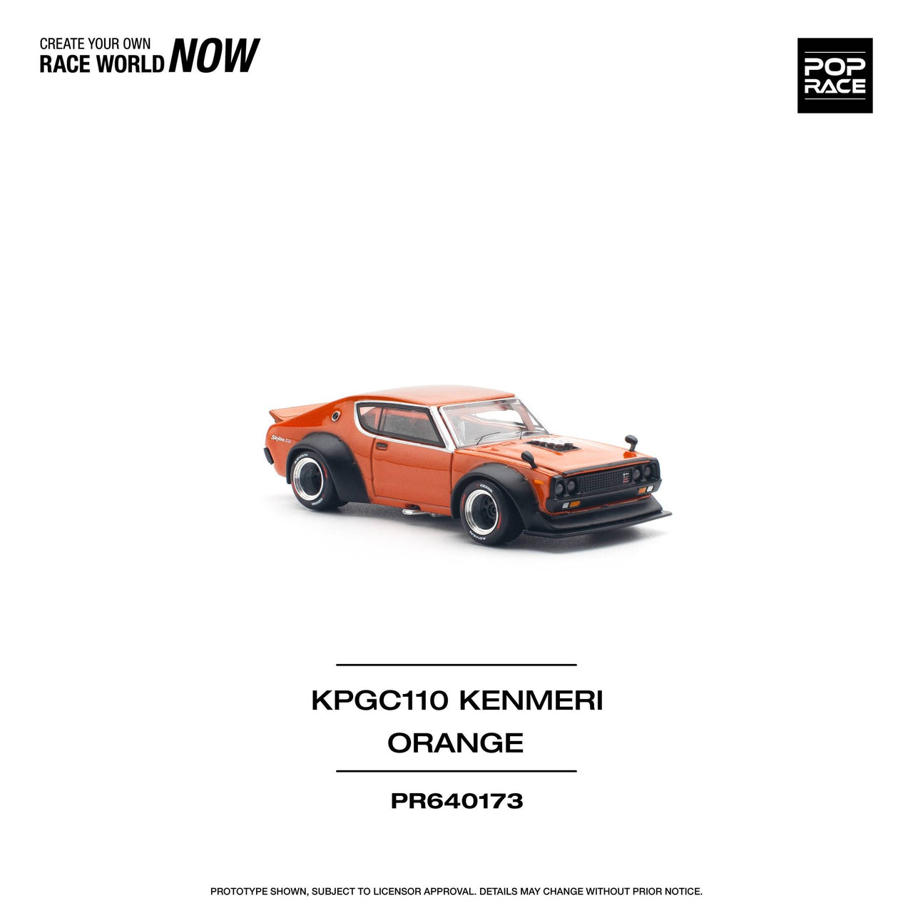 Pop Race 1:64 Nissan Skyline GT-R V8 Drift KENMERI Orange