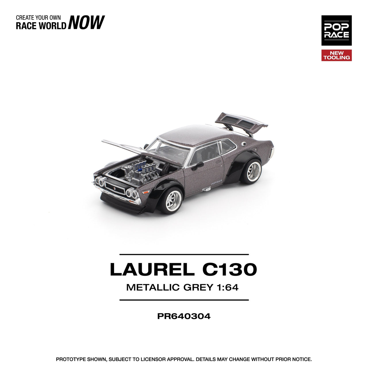 Pop Race 1:64 Nissan Skyline Laurel C130 Metallic Grey