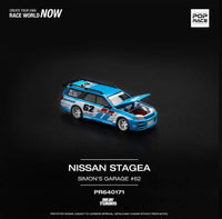 Thumbnail for Pop Race 1:64 Nissan Stagea Simon's Garage #62 Blue ALL IN TUNING EVENT EXCLUSIVE