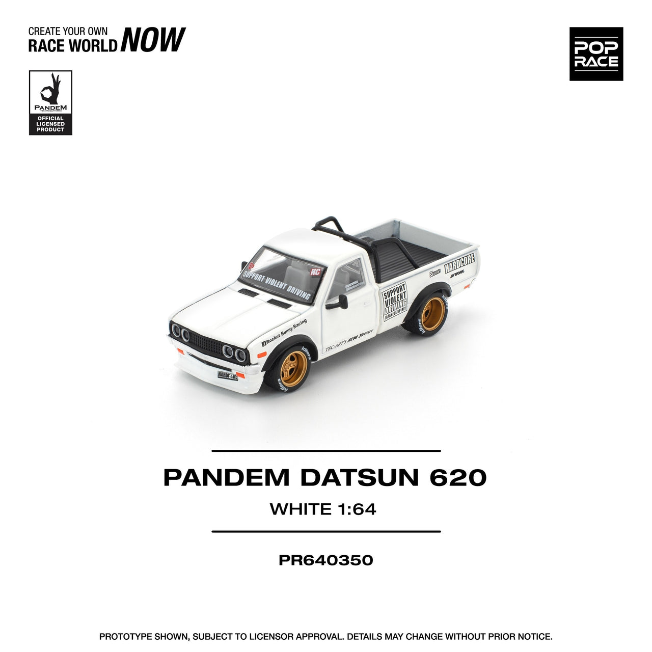 Pop Race 1:64 Pandem Datsun 620 White