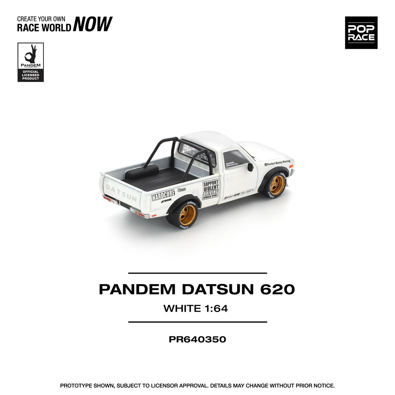 Pop Race 1:64 Pandem Datsun 620 White