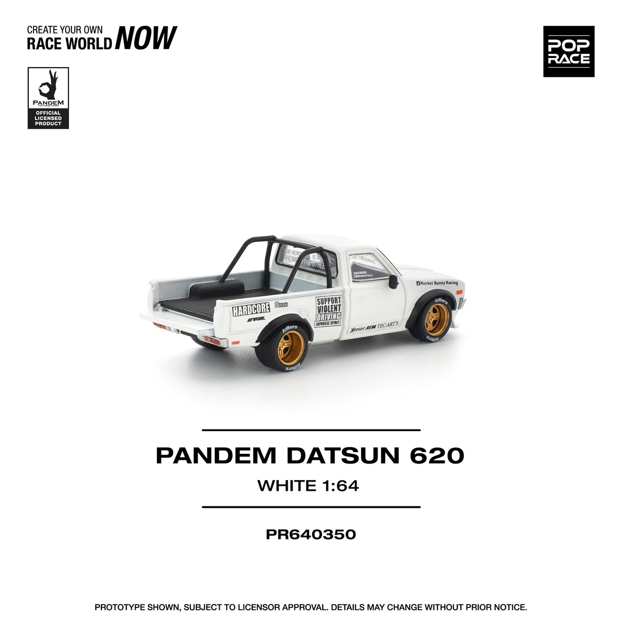 Pop Race 1:64 Pandem Datsun 620 White