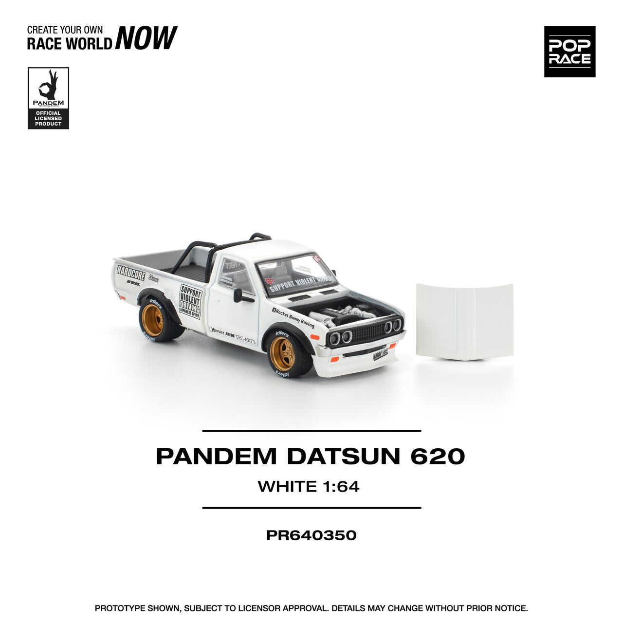 Pop Race 1:64 Pandem Datsun 620 White