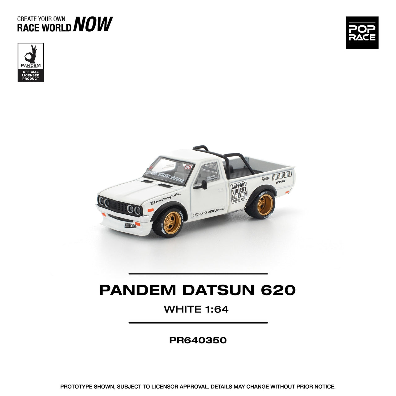 Pop Race 1:64 Pandem Datsun 620 White
