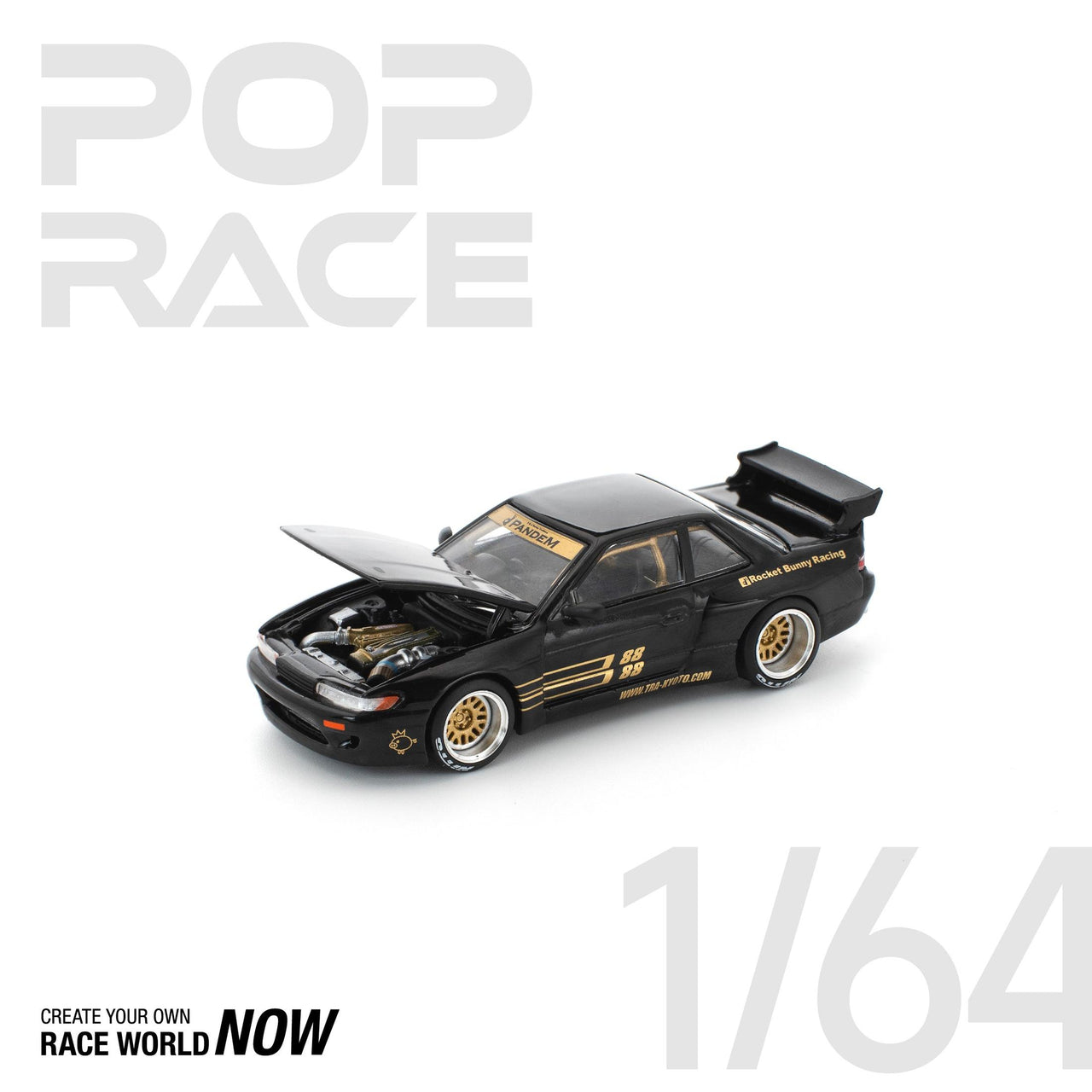Pop Race 1:64 Pandem Nissan Silvia S13 BLACK