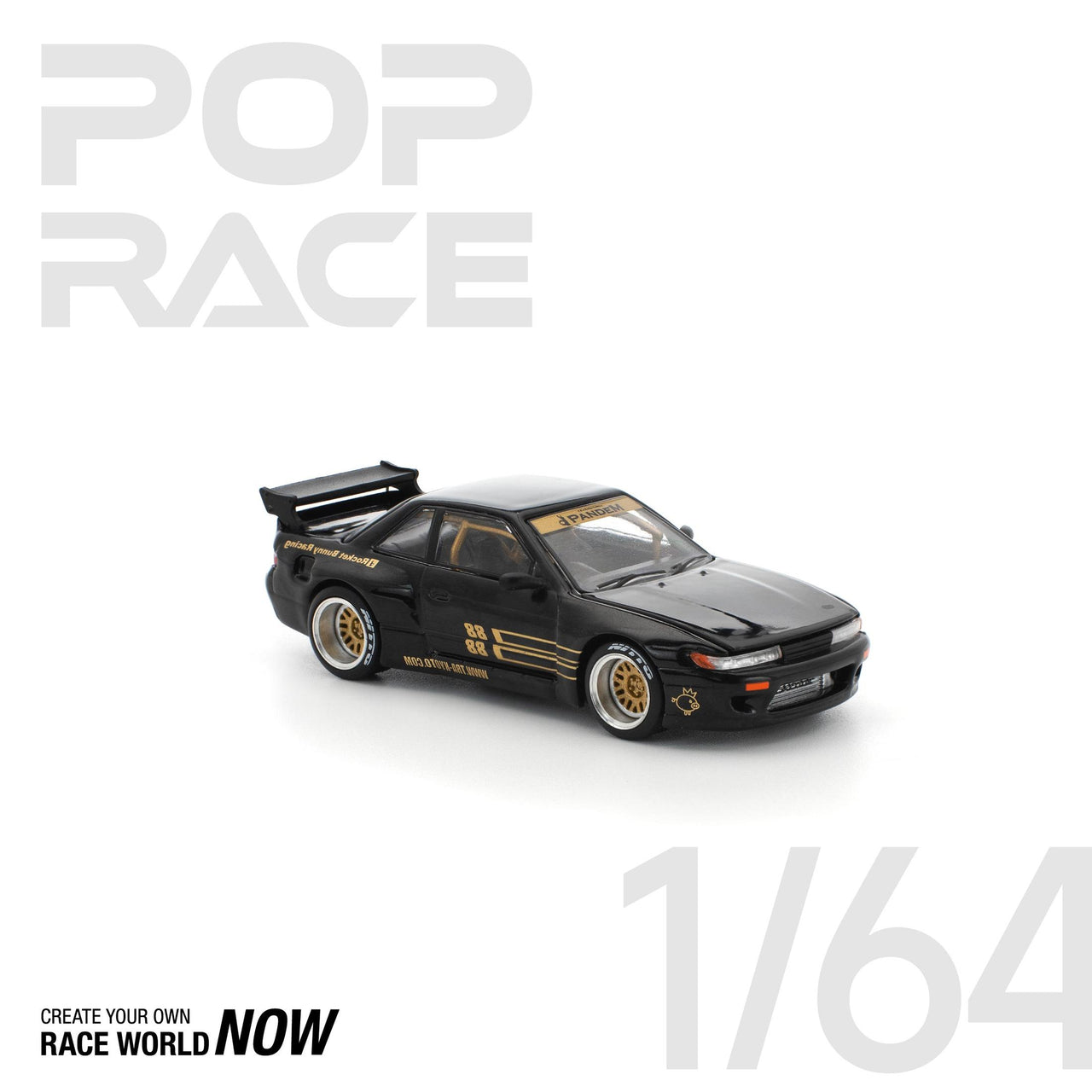 Pop Race 1:64 Pandem Nissan Silvia S13 BLACK