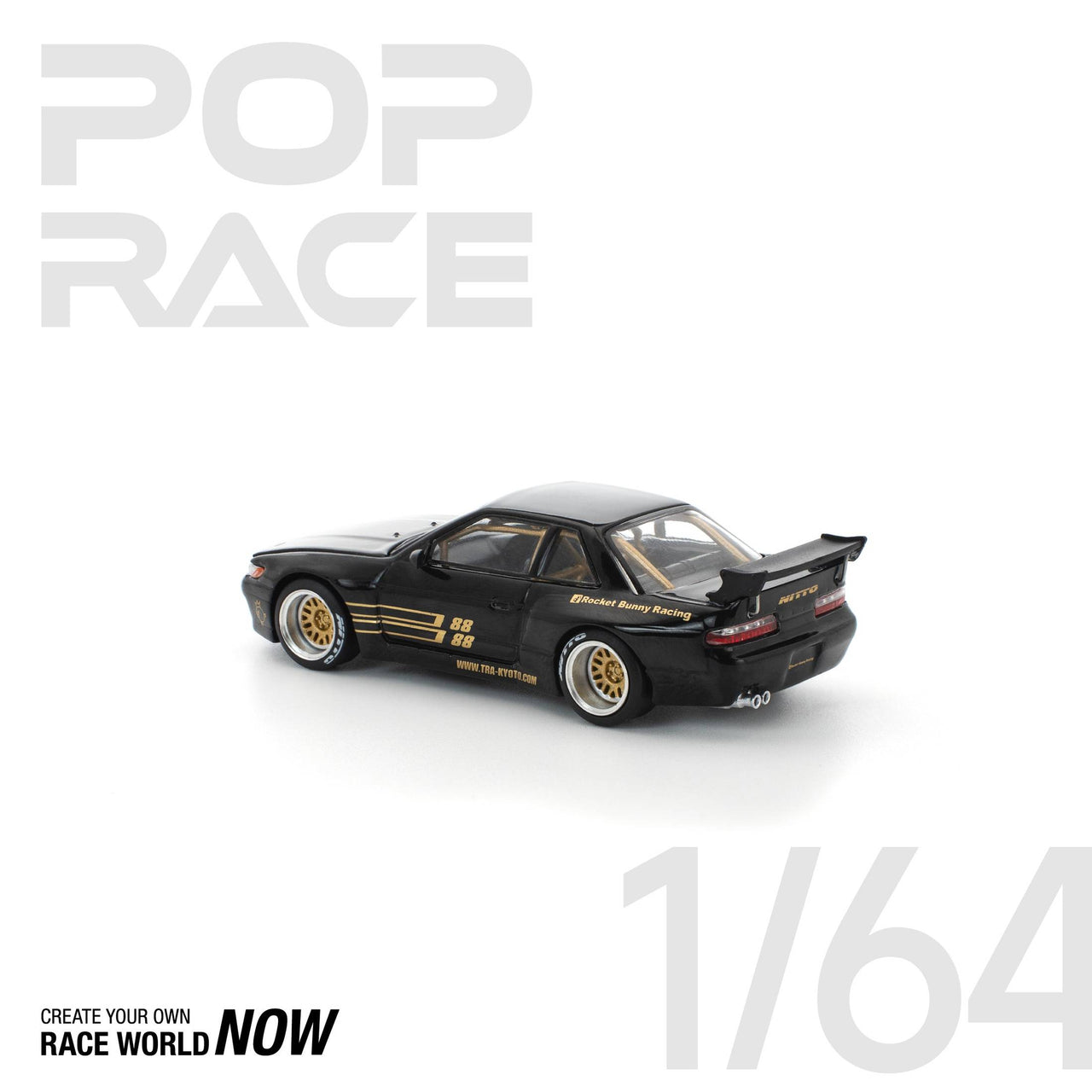 Pop Race 1:64 Pandem Nissan Silvia S13 BLACK