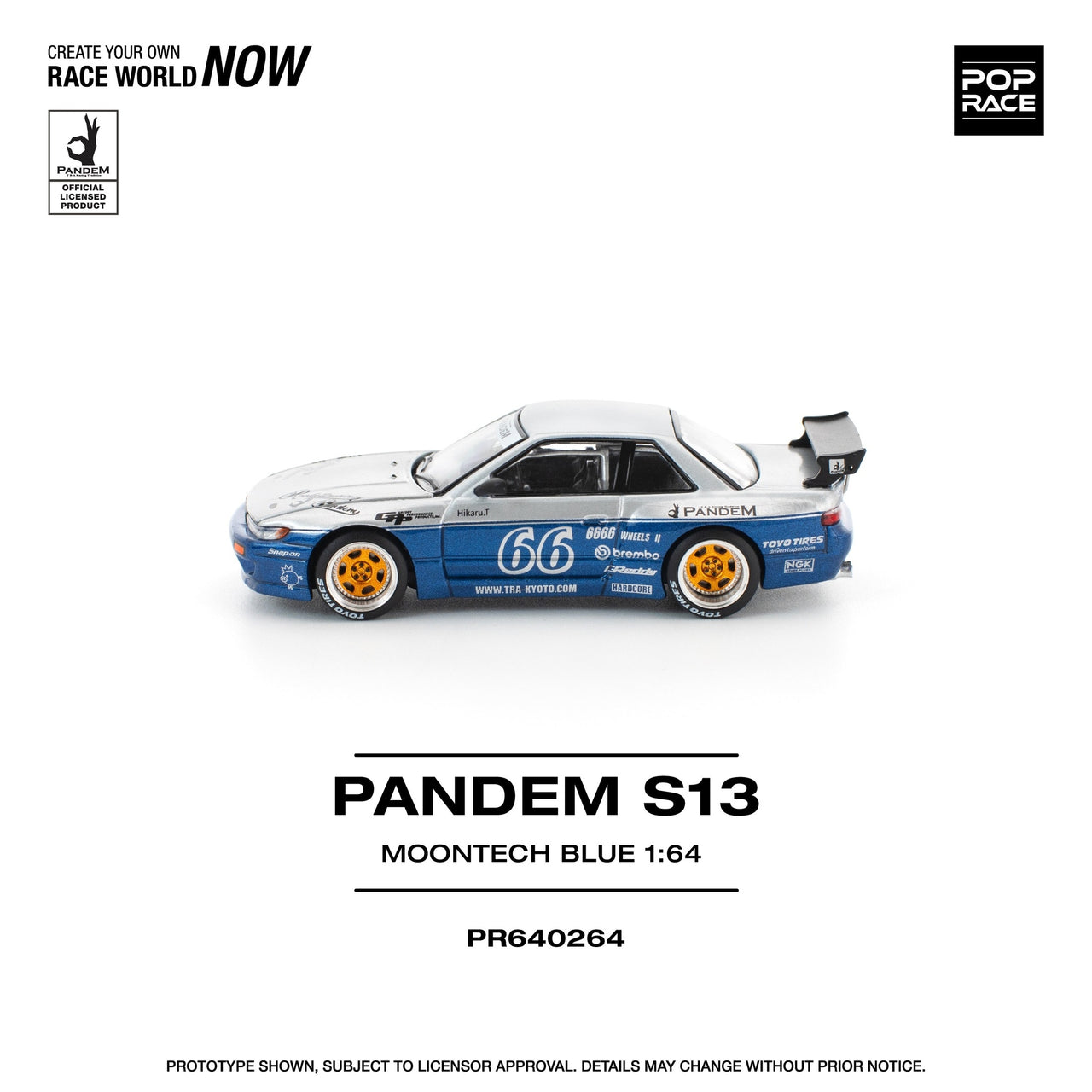 Pop Race 1:64 Pandem Nissan Silvia S13 MOONTECH BLUE
