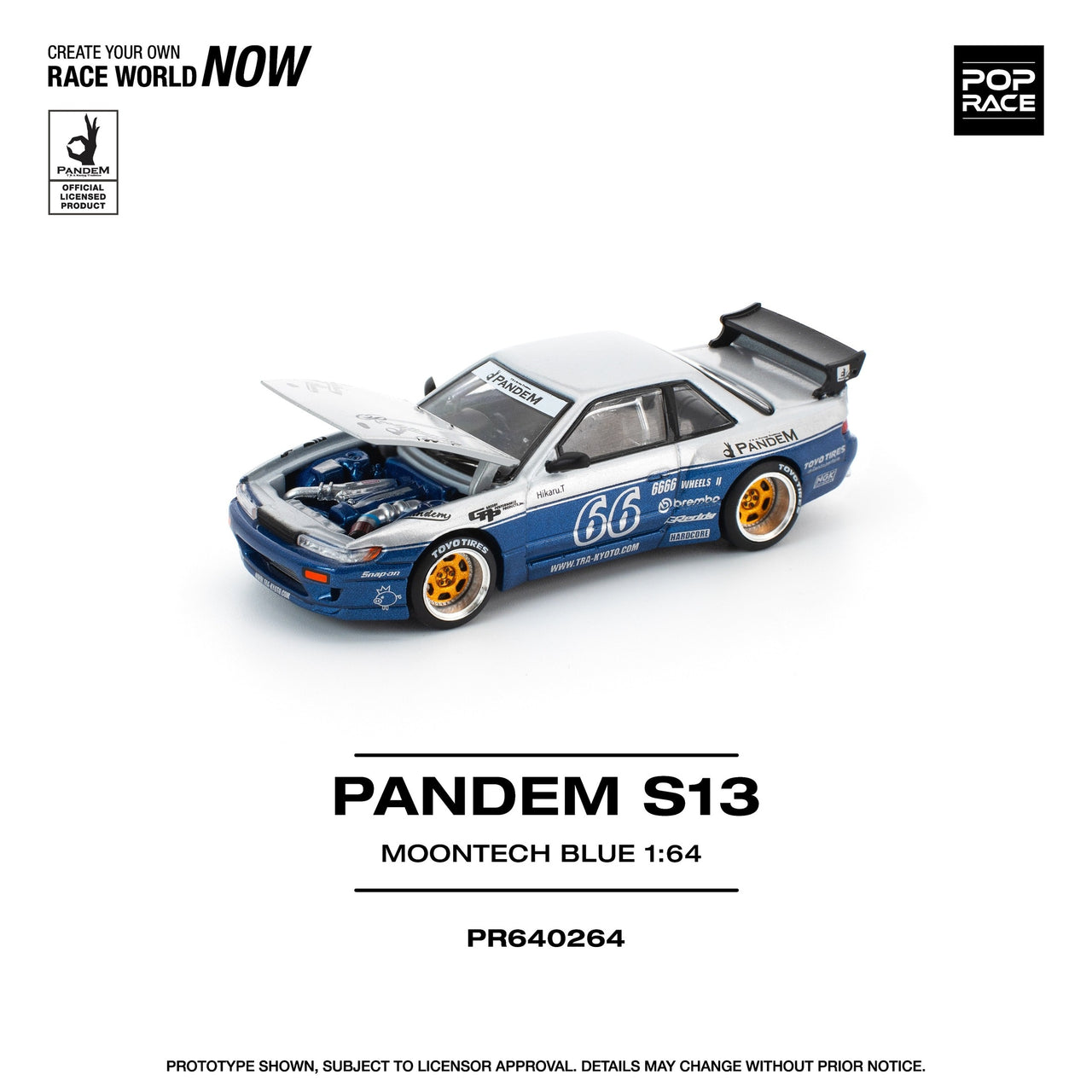 Pop Race 1:64 Pandem Nissan Silvia S13 MOONTECH BLUE