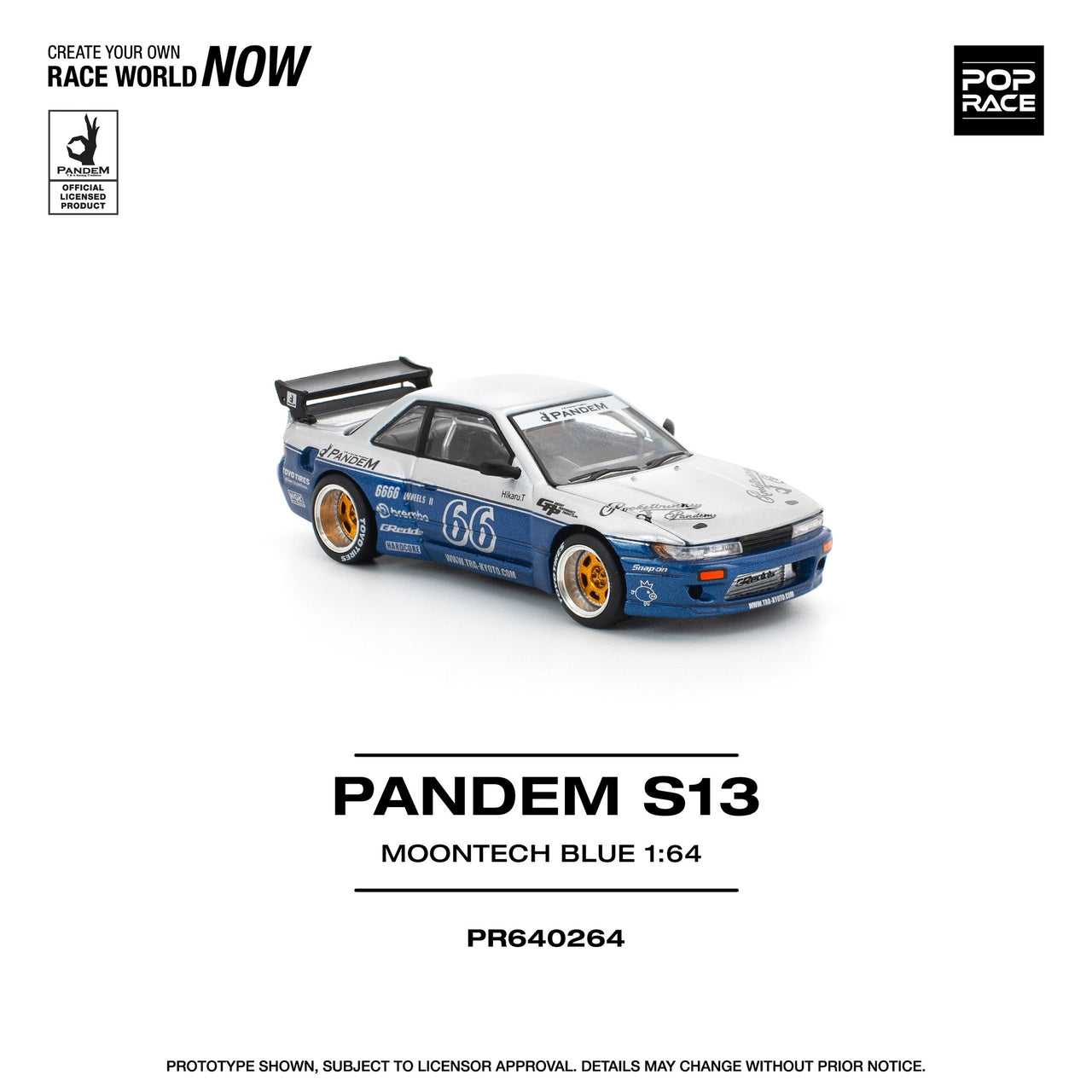 Pop Race 1:64 Pandem Nissan Silvia S13 MOONTECH BLUE