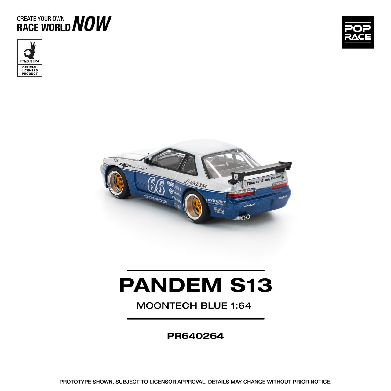 Pop Race 1:64 Pandem Nissan Silvia S13 MOONTECH BLUE
