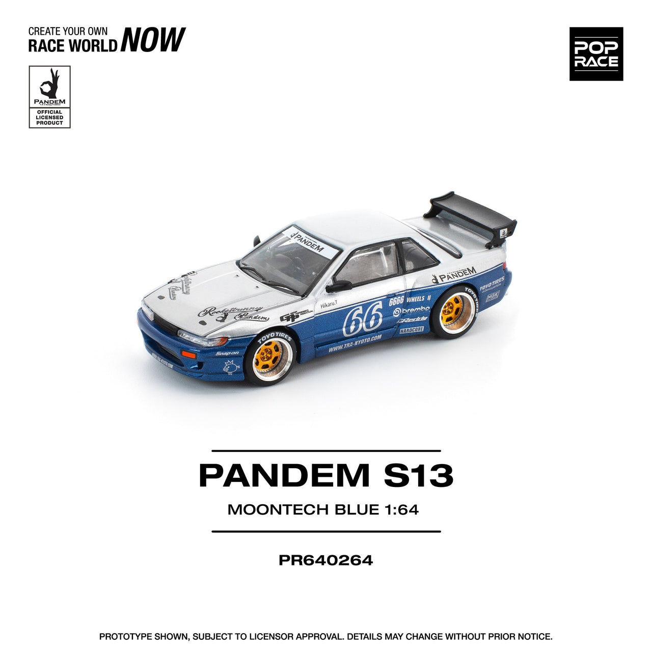 Pop Race 1:64 Pandem Nissan Silvia S13 MOONTECH BLUE