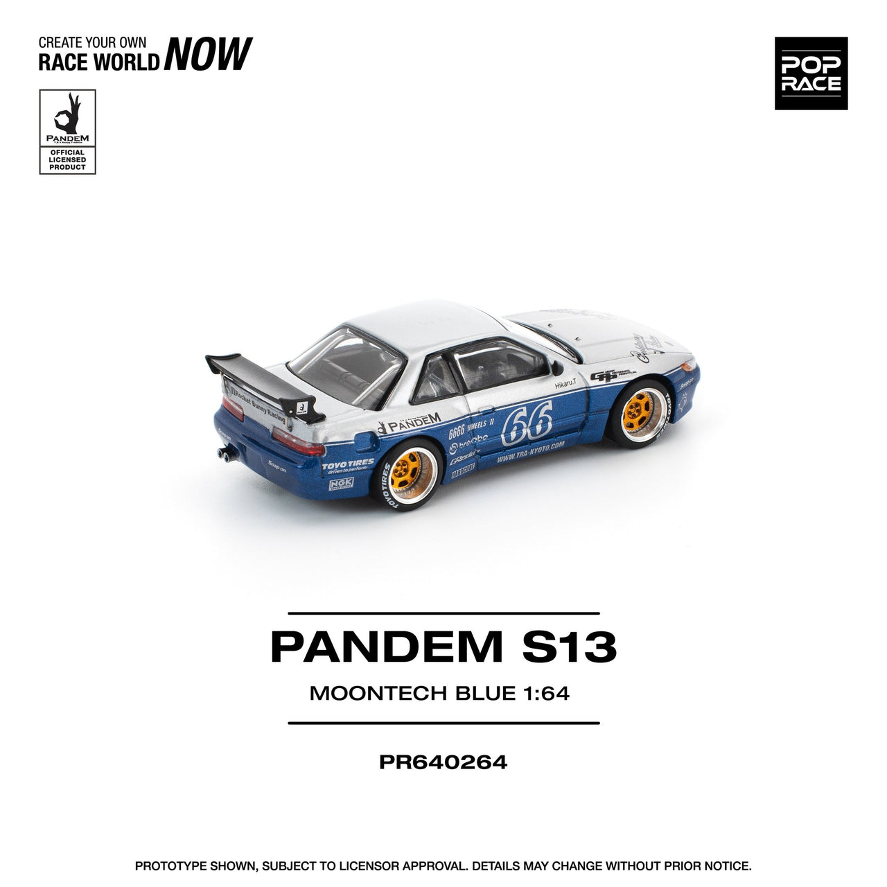 Pop Race 1:64 Pandem Nissan Silvia S13 MOONTECH BLUE