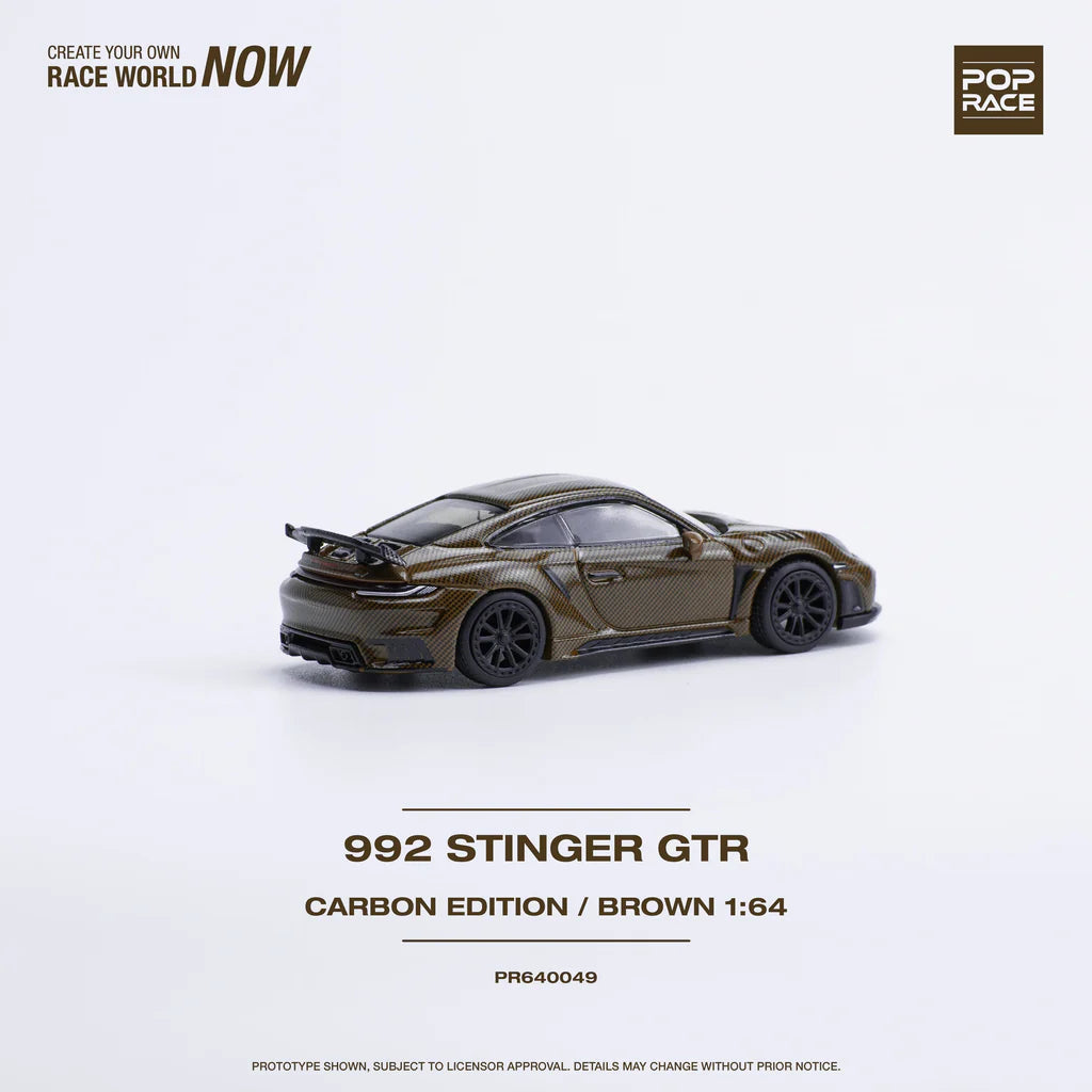 Pop Race 1:64 Porsche 992 Stinger GTR Carbon Edition Carbon Brown