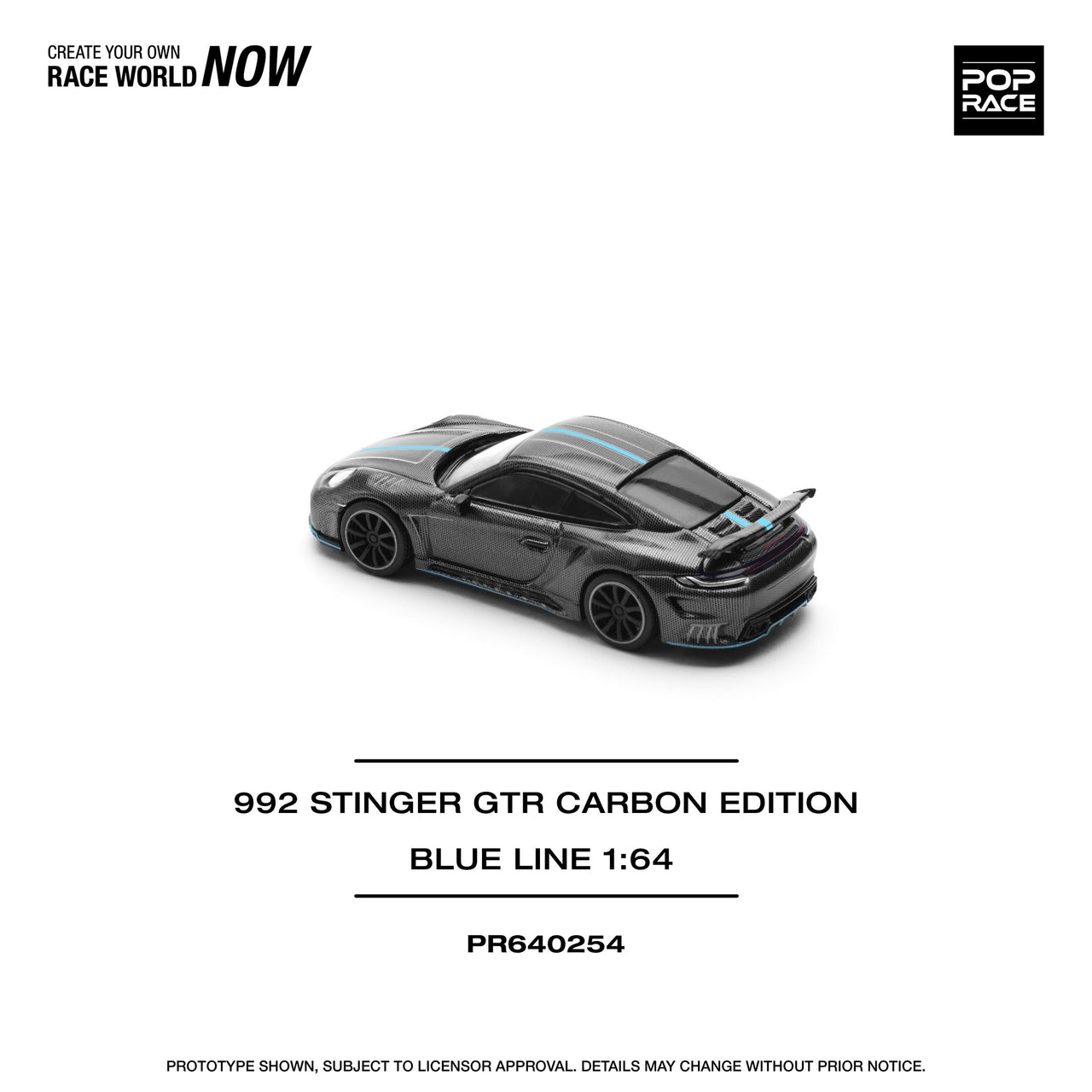 Pop Race 1:64 Porsche 992 Stinger GTR Carbon Edition Blue Line