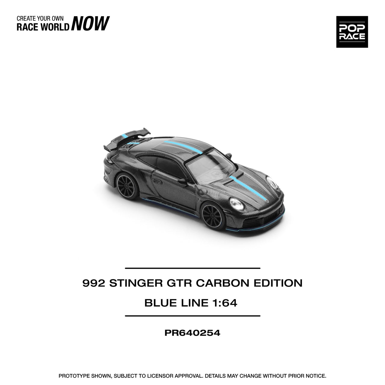 Pop Race 1:64 Porsche 992 Stinger GTR Carbon Edition Blue Line