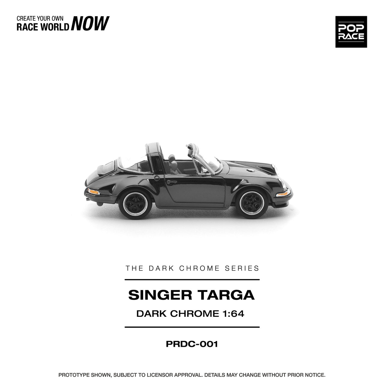 Pop Race 1:64 Porsche Singer Targa DARK CHROME