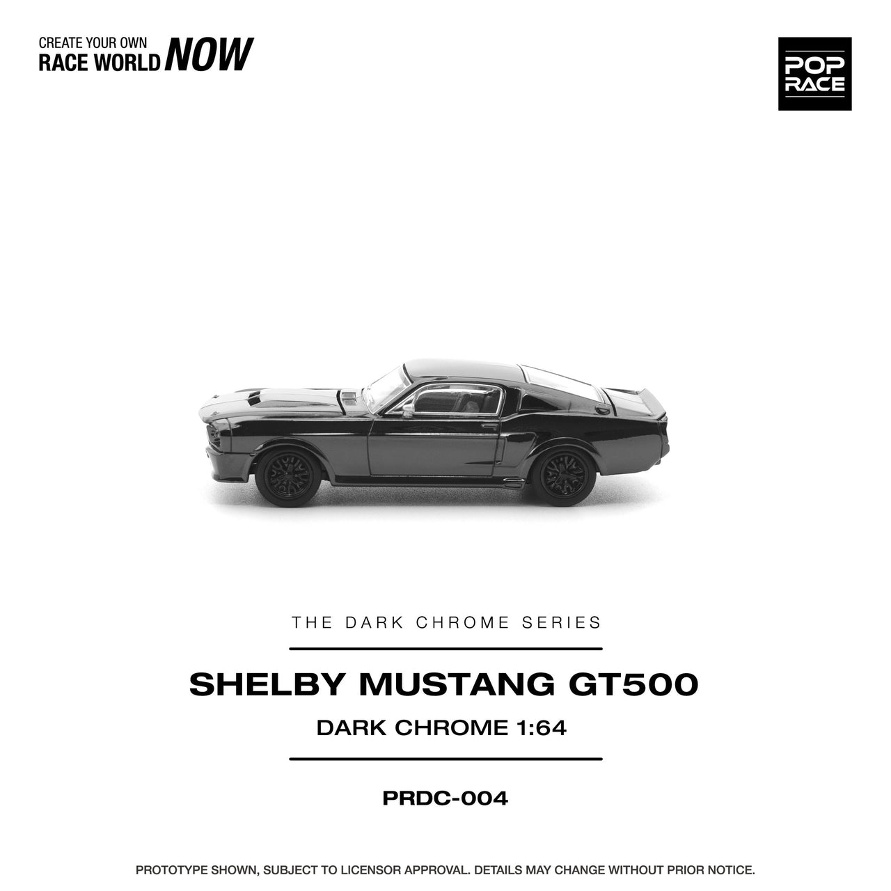 Pop Race 1:64 Shelby Mustang GT500 DARK CHROME