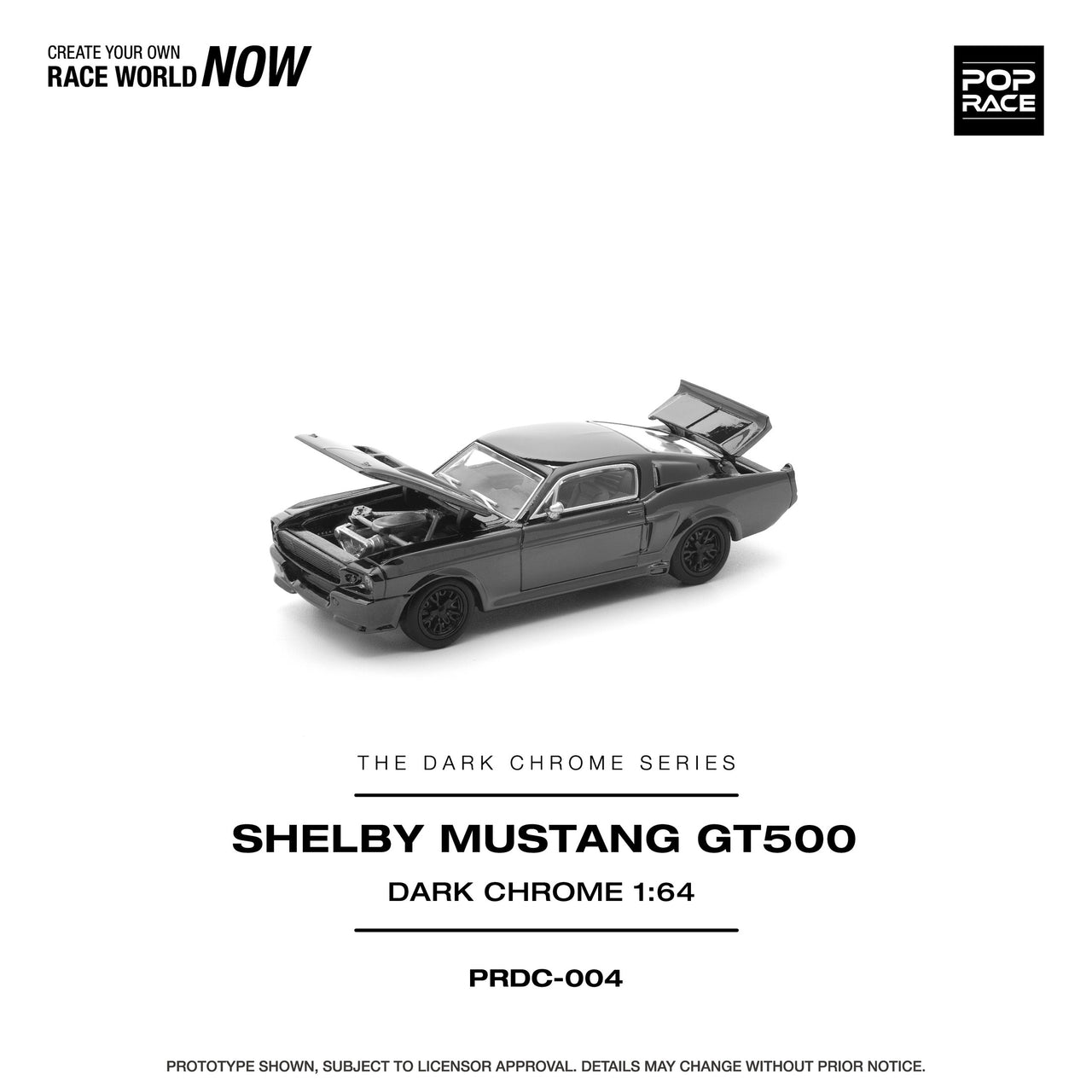 Pop Race 1:64 Shelby Mustang GT500 DARK CHROME