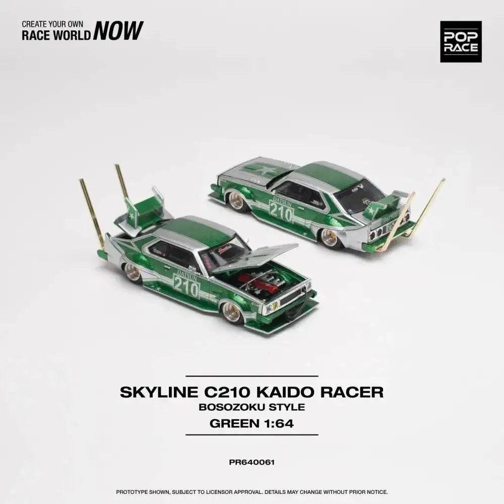 Pop Race 1:64 Skyline C210 Kaido Racer BOSOZOKU Style Green