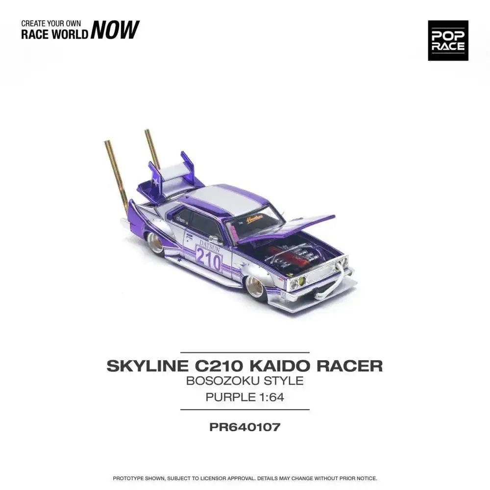 Pop Race 1:64 Skyline C210 Kaido Racer BOSOZOKU Style PURPLE CHROME/SILVER