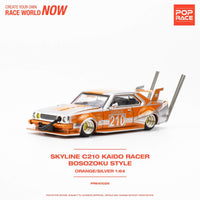Thumbnail for Pop Race 1:64 Skyline C210 Kaido Racer BOSOZOKU Style Orange SIlver
