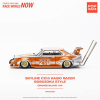 Thumbnail for Pop Race 1:64 Skyline C210 Kaido Racer BOSOZOKU Style Orange SIlver