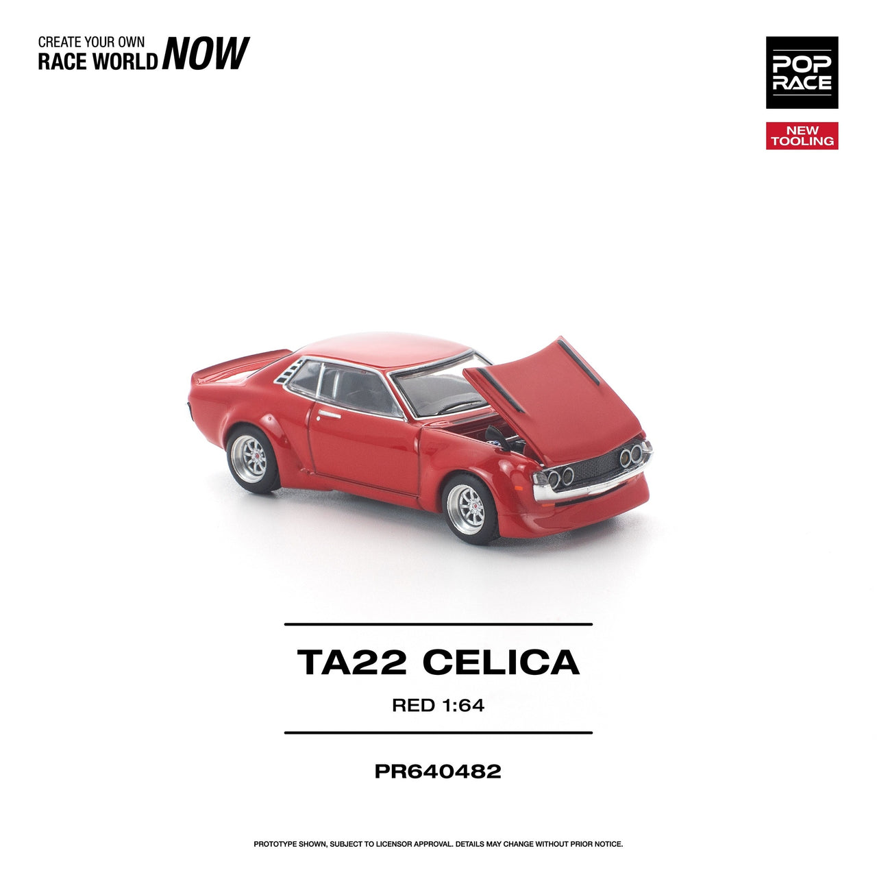 Pop Race 1:64 Toyota TA22 Celica Die-Cast Model – Classic Red Pre-Order