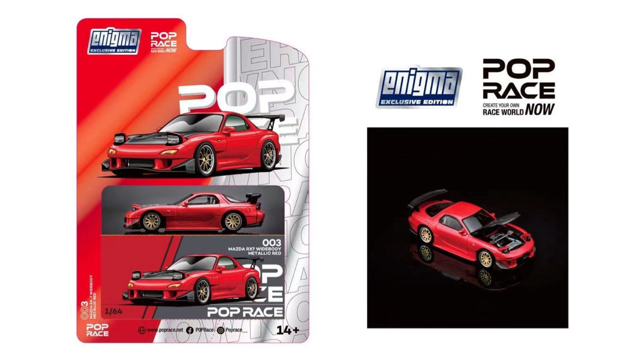 Pop Race x Enigma 1:64 Mazda RX-7 FD3s Widebody Metallic Red CHASE