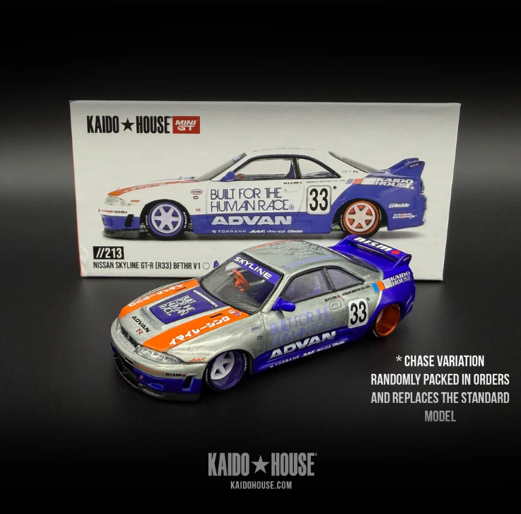 Mini GT x Kaido house 1:64 Nissan Skyline GT-R (R33) BFTHR V1 KHMG213 RAW CHASE