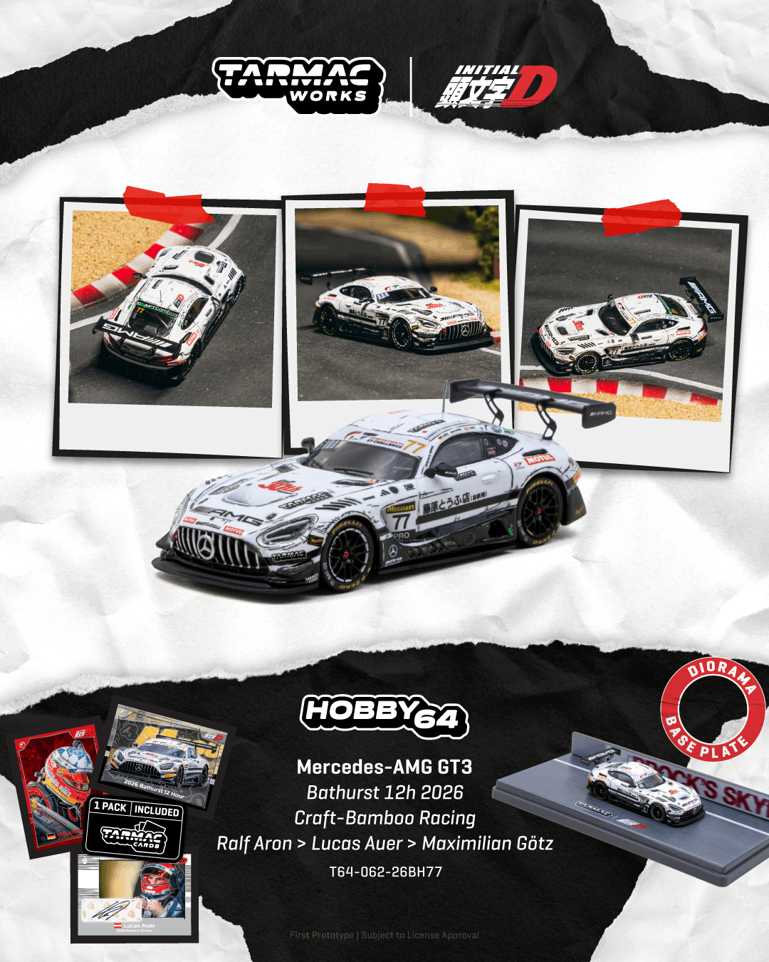 (PRE-ORDER) Tarmac Works 1:64 Tarmac Works 1:64 Mercedes-AMG GT3, Bathurst 12h 2026, Craft-Bamboo Racing