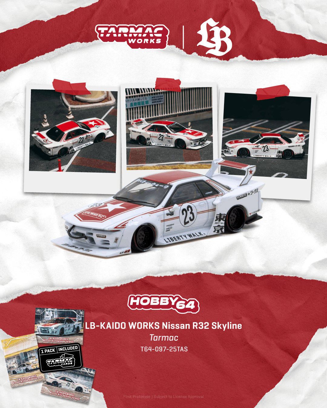 (PRE-ORDER) Tarmac Works 1:64 LB-KAIDO WORKS Nissan R32 Skyline, Tarmac