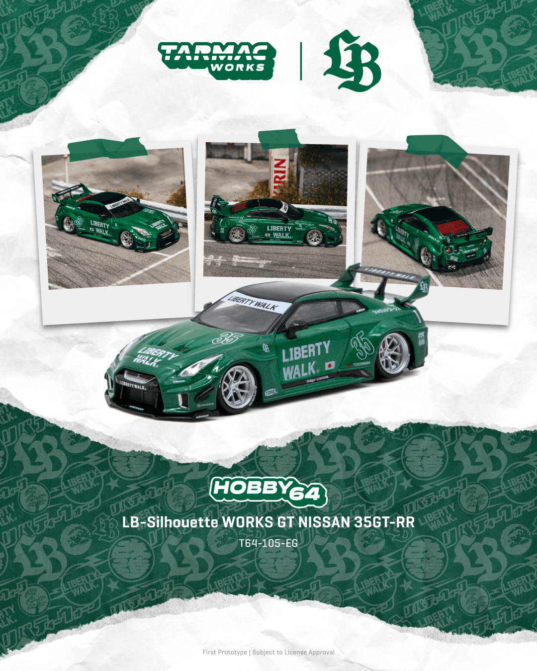 (PRE-ORDER) Tarmac Works 1:64 LB-Silhouette WORKS GT NISSAN 35GT-RR, Emerald green