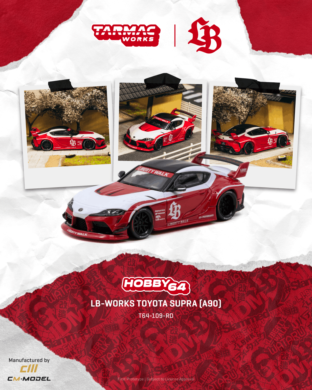 (PRE-ORDER) Tarmac Works 1:64 LB-WORKS TOYOTA SUPRA (A90), Red