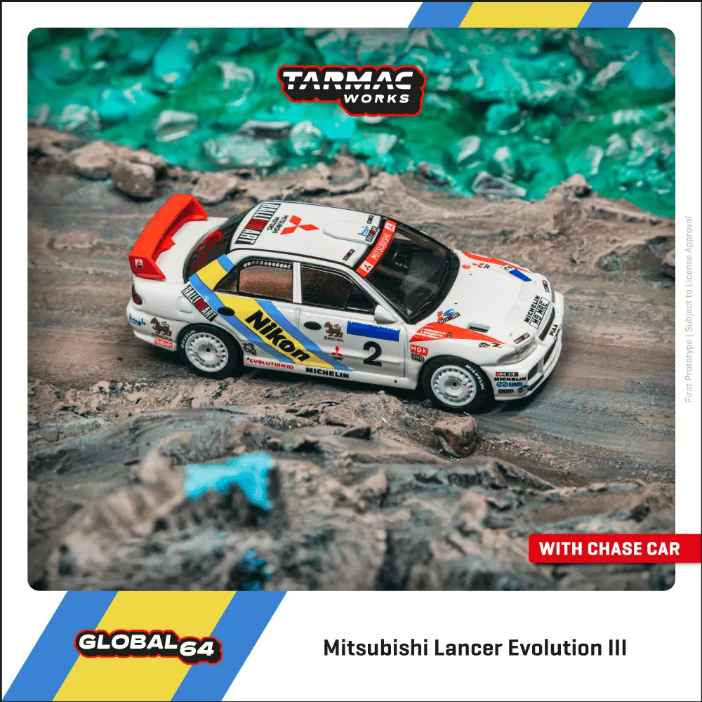 Tarmac Works 1:64 Mitsubishi Lancer Evolution III Hong Kong-Beijing Rally 1995 #2 Winner