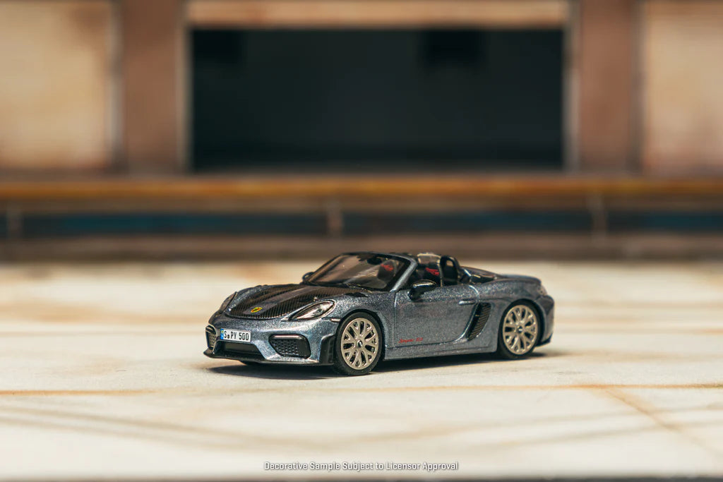 Minichamps X Tarmac Works 1:64 Porsche 718 Spyder RS Vanadium Grey Metallic