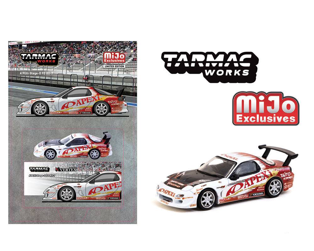 PRE-ORDER Tarmac Works 1:64 A’PEXi Stage-D FD RX-7- White – MiJo Exclusives
