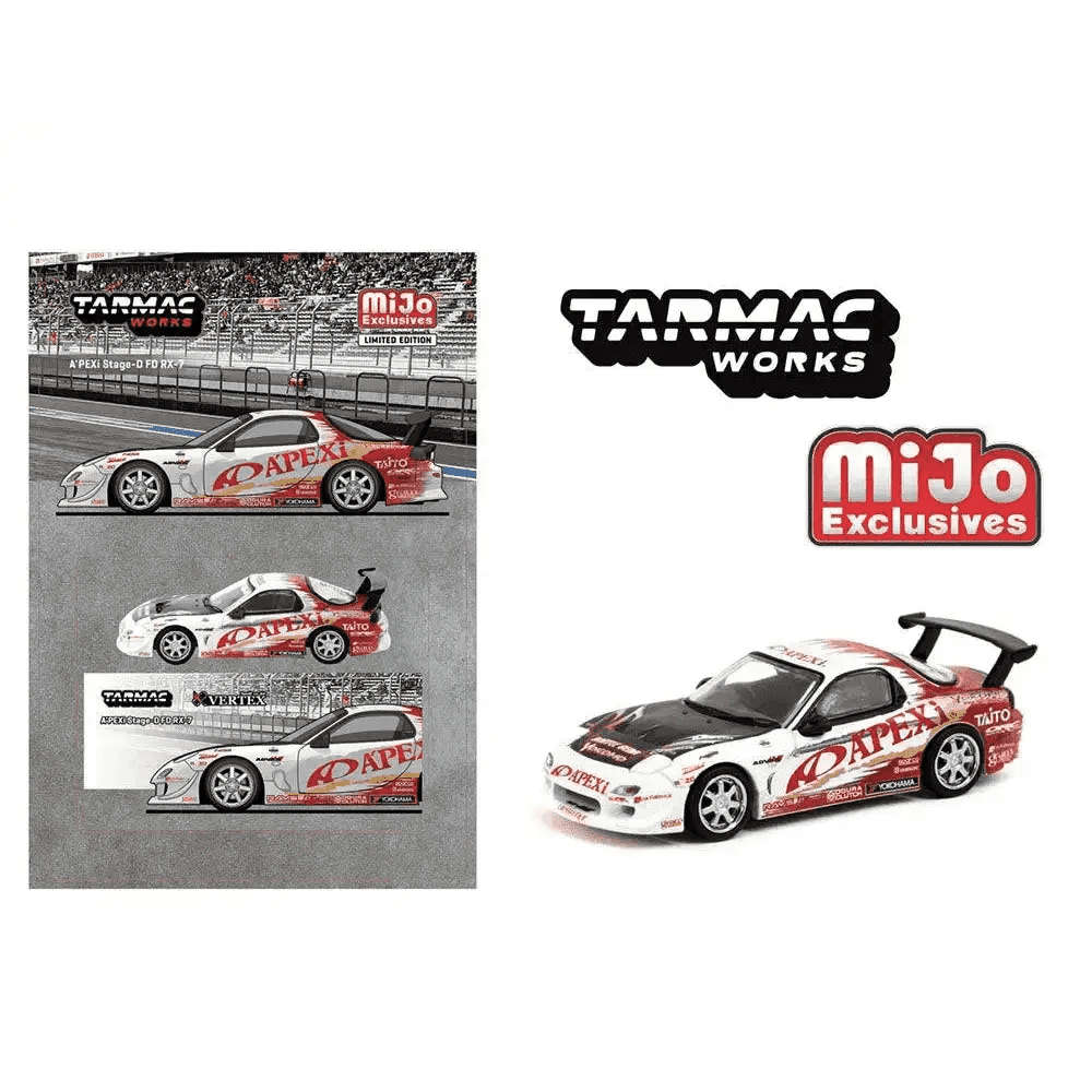 Tarmac Works 1:64 A’PEXi Stage-D FD RX-7- White – MiJo Exclusives