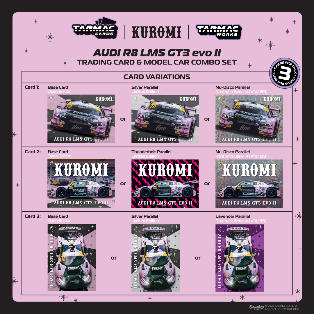 Tarmac Works 1:64 Audi R8 LMS GT3 evo II Macau GT Cup - FIA GT World Cup 2024 Uno Racing + Trading Cards Combo Set T64-043-24MGP10