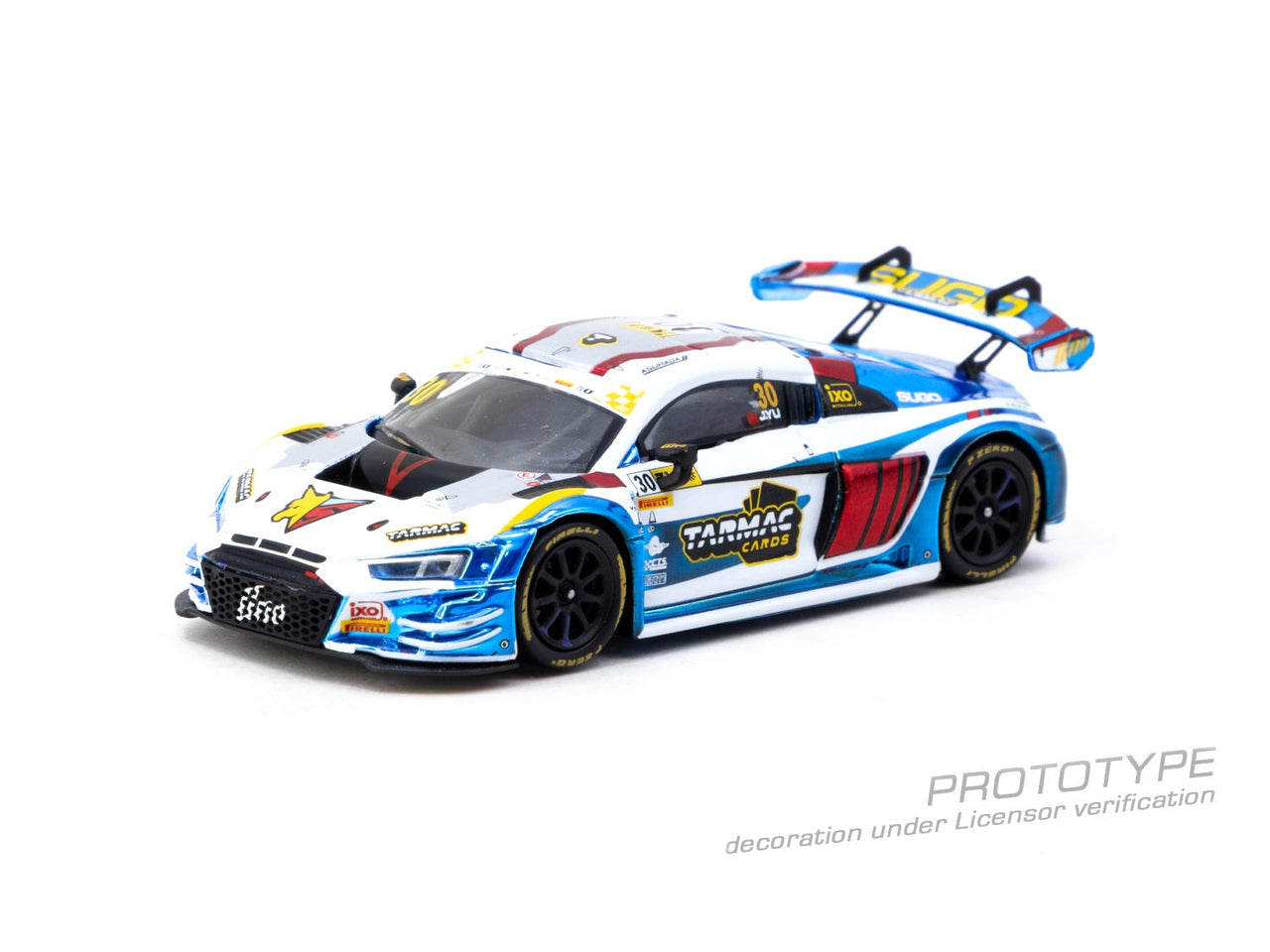 Tarmac Works 1:64 Audi R8 LMS GT3 evo II Macau GT Cup FIA GT World Cup 2024 Uno Racing w/ Trading Cards + Truck Packaging T64-043-24MGP30