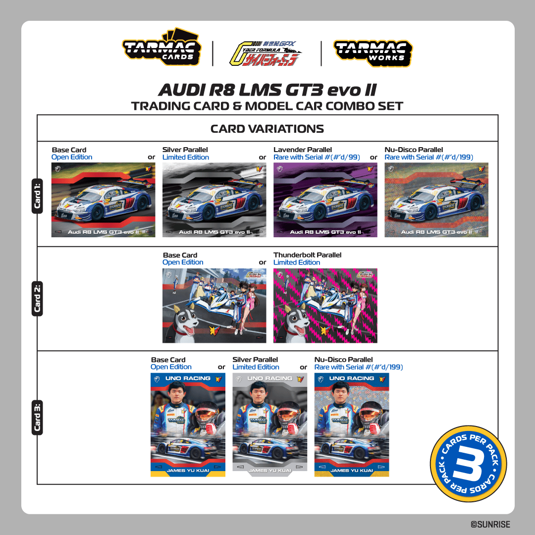 Tarmac Works 1:64 Audi R8 LMS GT3 evo II Macau GT Cup FIA GT World Cup 2024 Uno Racing w/ Trading Cards + Truck Packaging T64-043-24MGP30