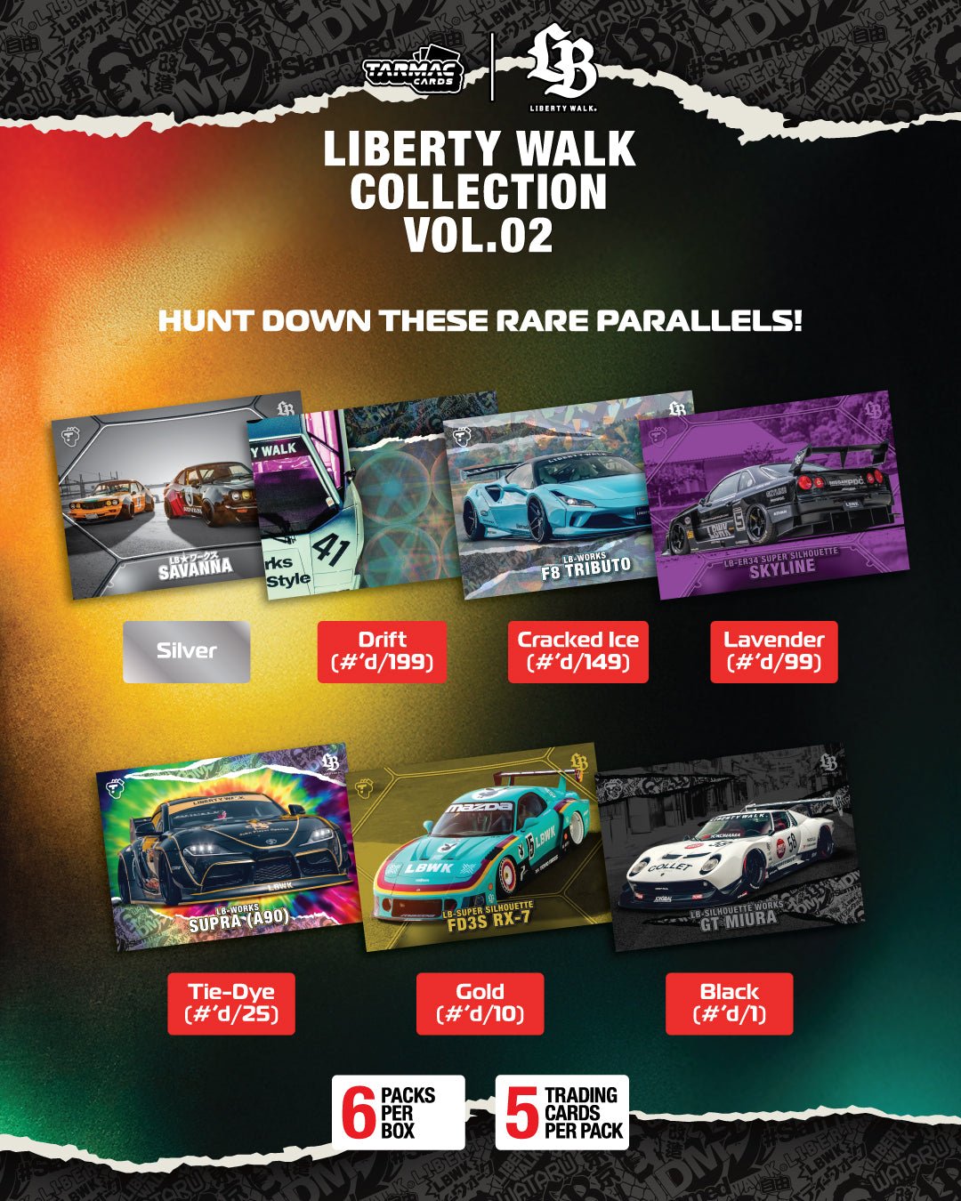 Tarmac Works 1:64 Collectible Trading Cards Liberty Walk Collection Vol.02